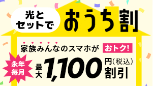 光とセットでおうち割 家族みんなが永年毎月税込1,100円割引