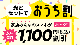 光とセットでおうち割 家族みんなが永年毎月1,100円割引